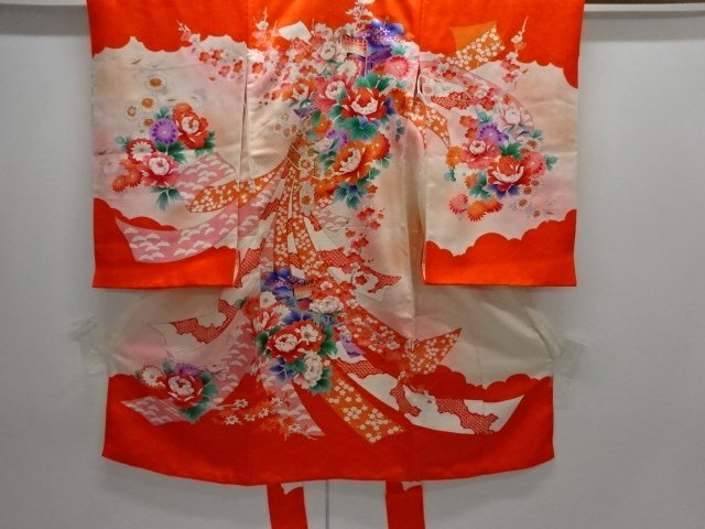 JAPANESE KIMONO / KIMONO FOR KIDS / SILK / FLORAL PLANTS